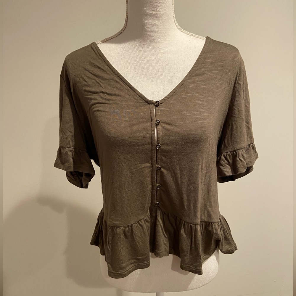 Olive green peplum top